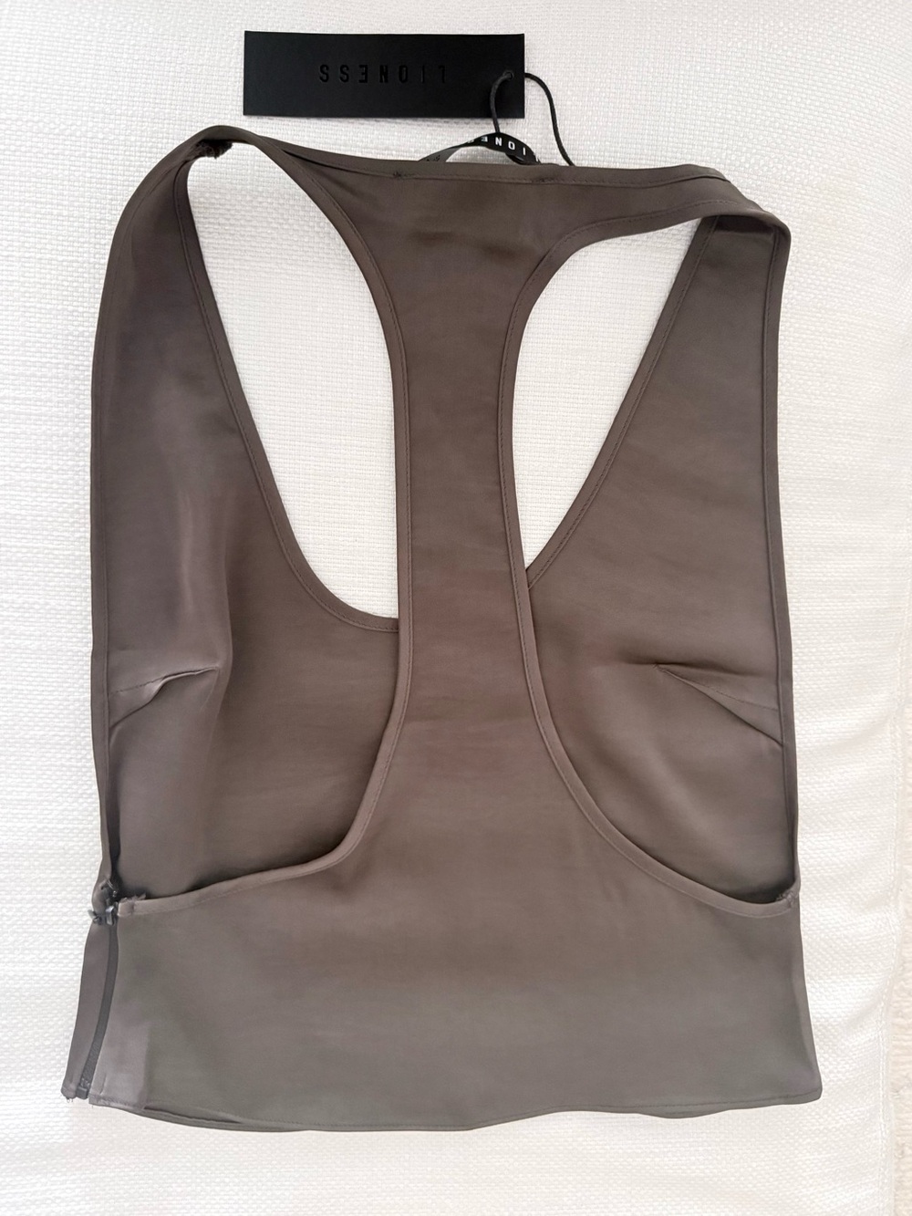 Lioness Satin Scoop Neck Cropped Tank - Brown - Picture 5 of 6